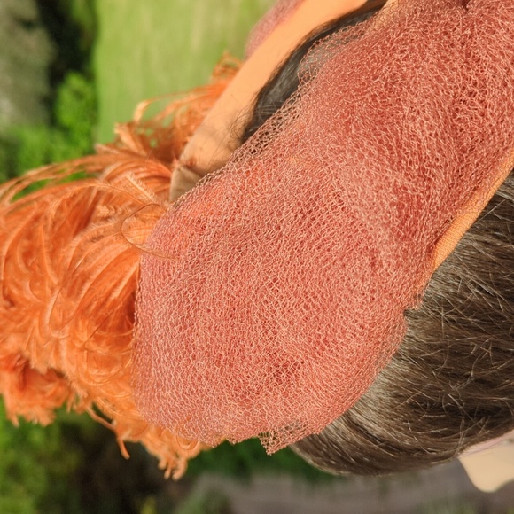 Vintage 40s Copper Ostrich Feather Tilt Hat - Picture 8 of 11